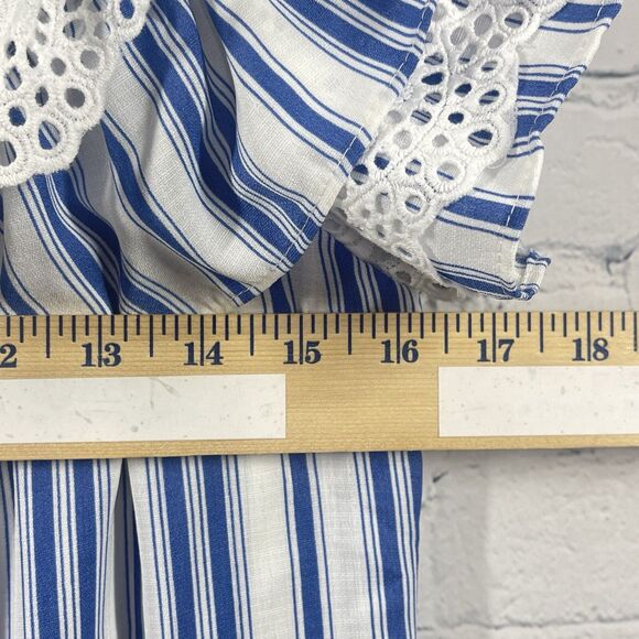 MISA Mini Dress Womens XS Stripe 100% Linen Coastal Coquette Ruffle Beach Resort - Picture 6 of 11